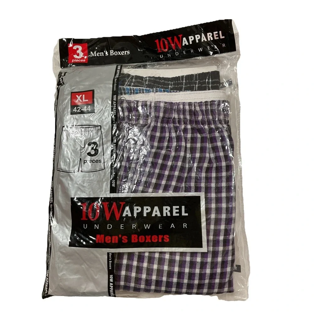 Two‎ Packs Men's 6 Goal Boxers XL 42-44  Plaid 3 Pack 10W Apparel Underwear.